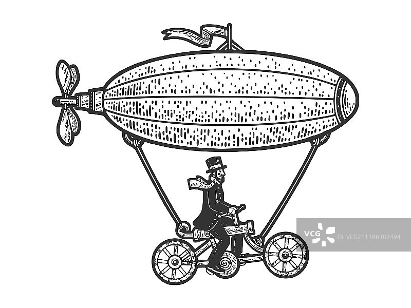 蒸汽朋克飞行器草图图片素材