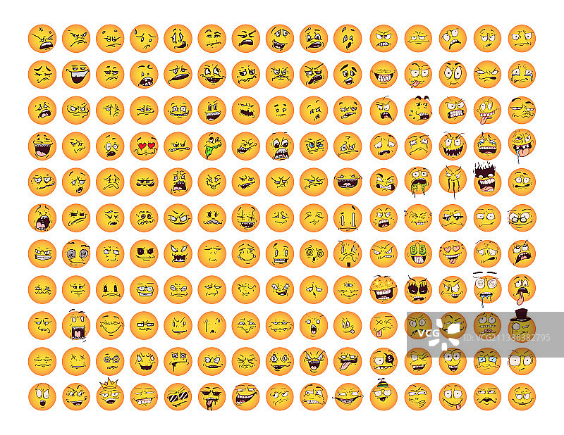 一组疯狂有趣的表情符号图片素材
