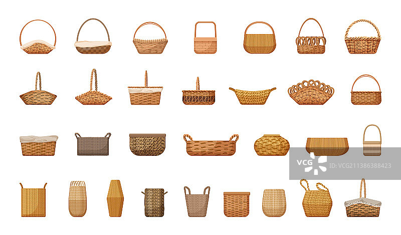 柳条篮子套装图片素材