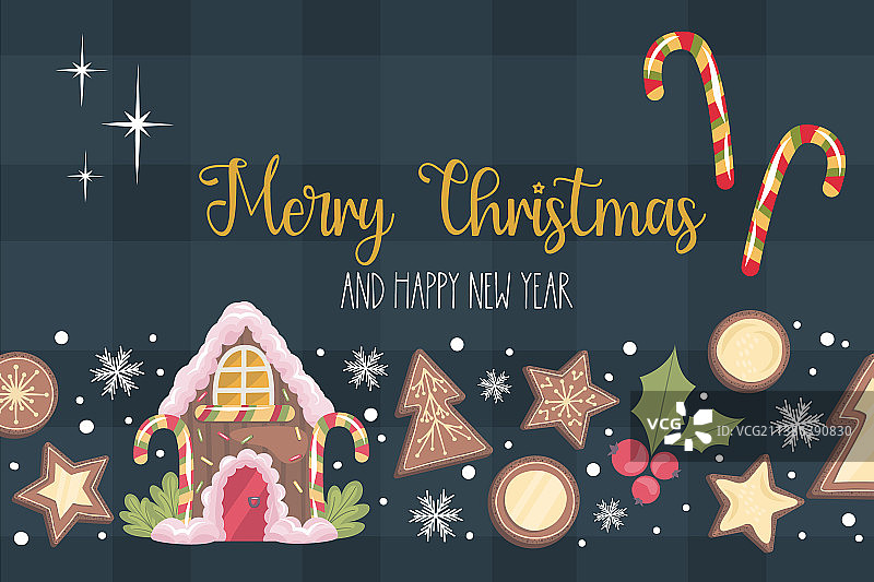 带有圣诞快乐文字的圣诞节banner设计图片素材