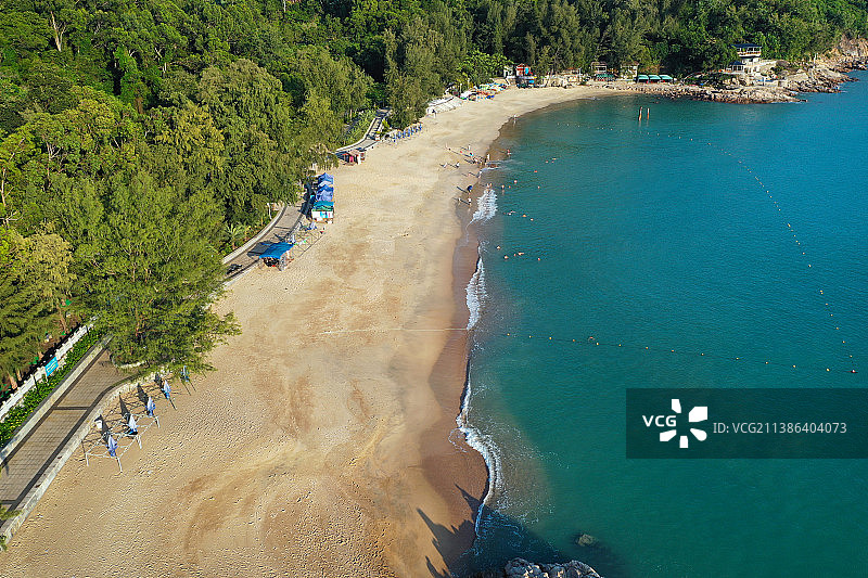 广东省深圳市大鹏新区沙鱼涌沙滩航拍图片素材