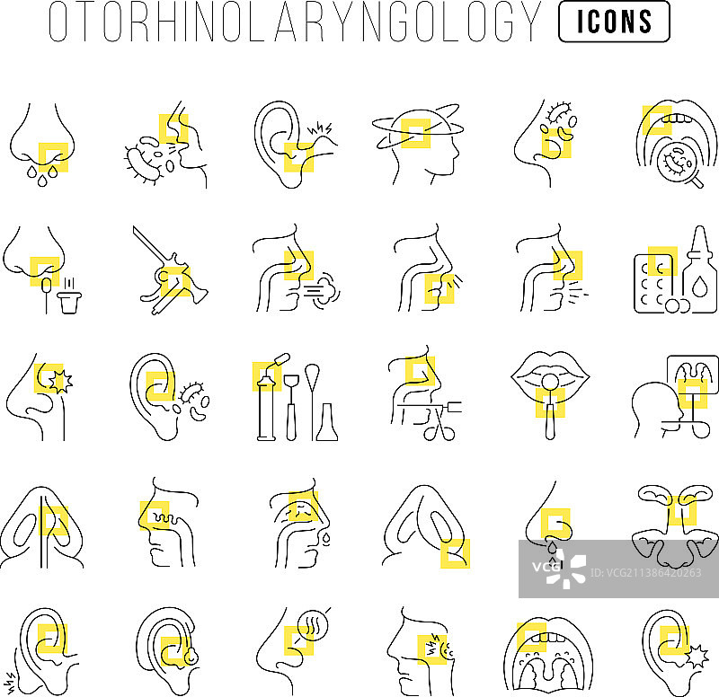 耳鼻喉科线性图标合集图片素材