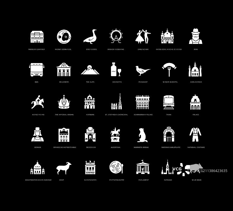 一套简单的维也纳图标图片素材