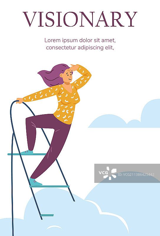 女性在梯子上眺望的远景banner图片素材