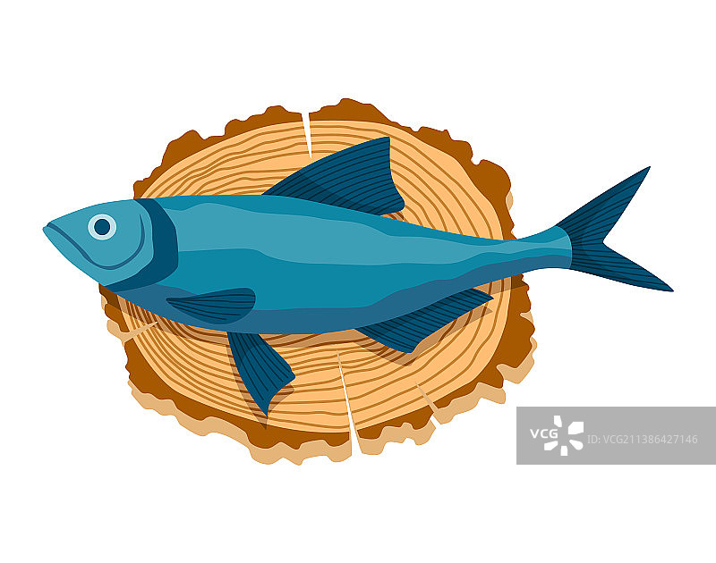 木制砧板上的鱼图片素材