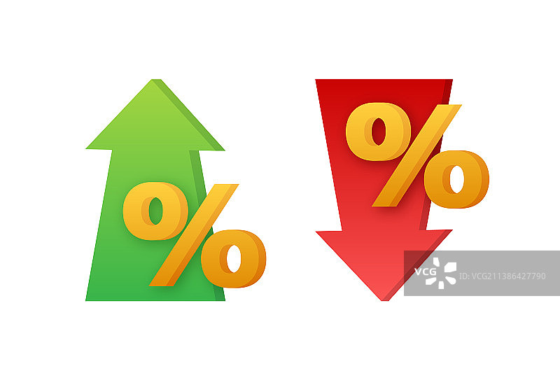 百分比与箭头上下银行信贷图片素材