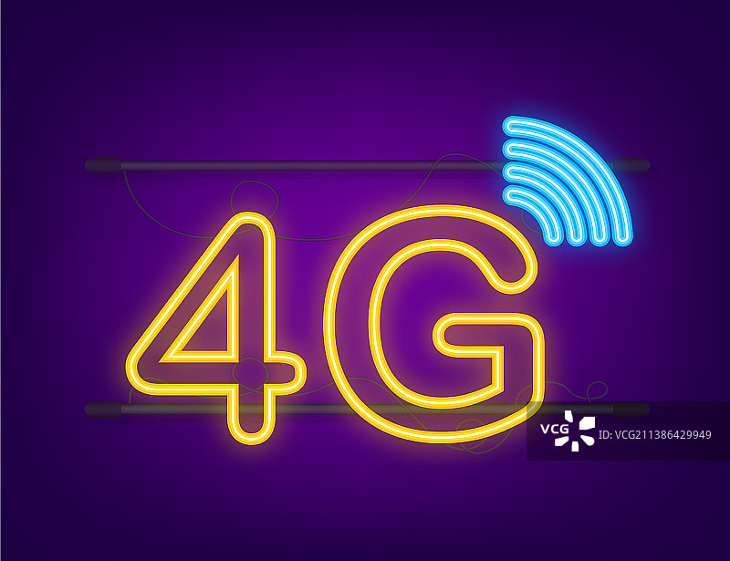背景中隔离的4G霓虹灯符号集图片素材