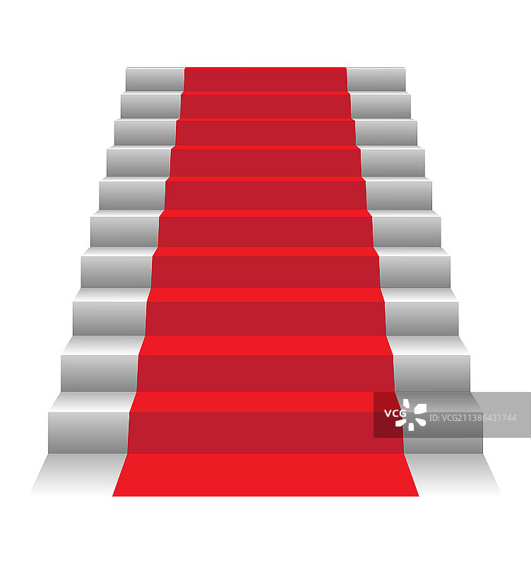铺着红地毯的逼真楼梯正面图图片素材