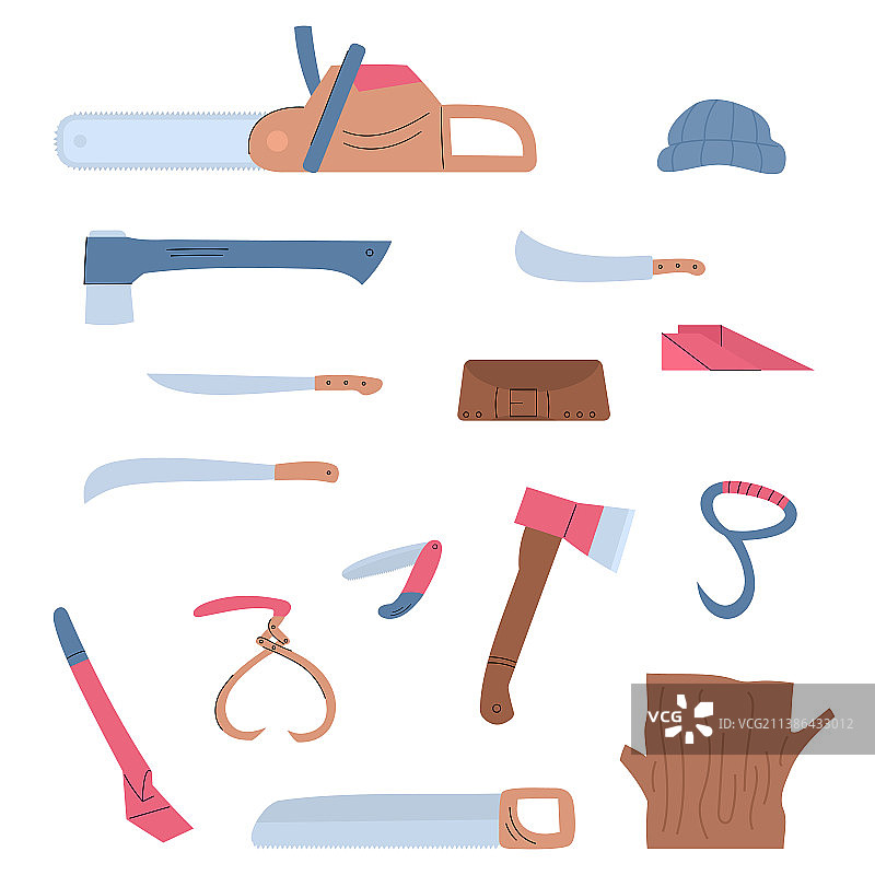 木材和木材工业工具扁平卡通图片素材