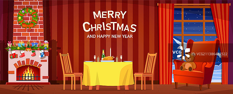 新年客厅节日内饰图片素材