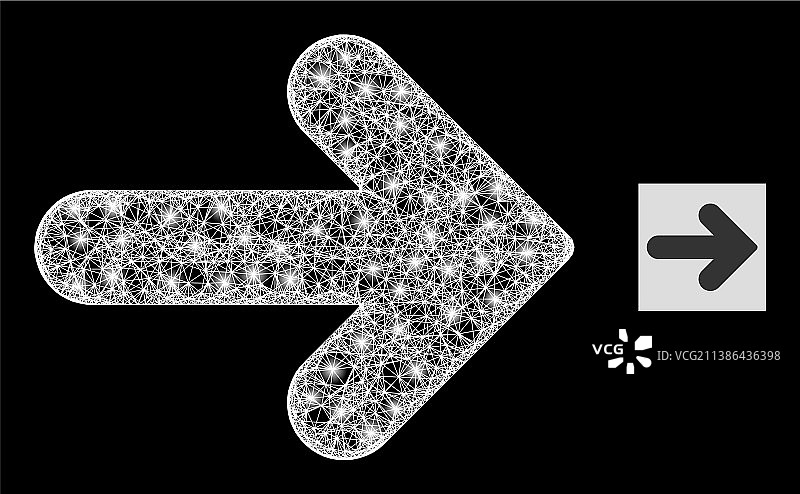 带光晕的不规则网格右方向图标图片素材