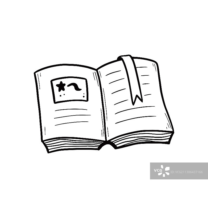 手绘带书签的打开的书图片素材
