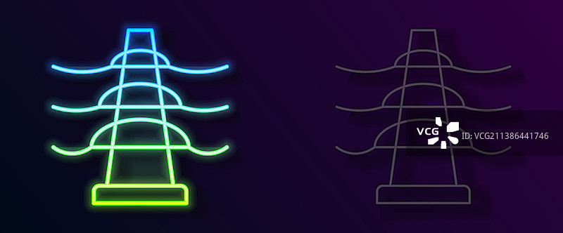 用于支撑的发光霓虹灯电塔图片素材