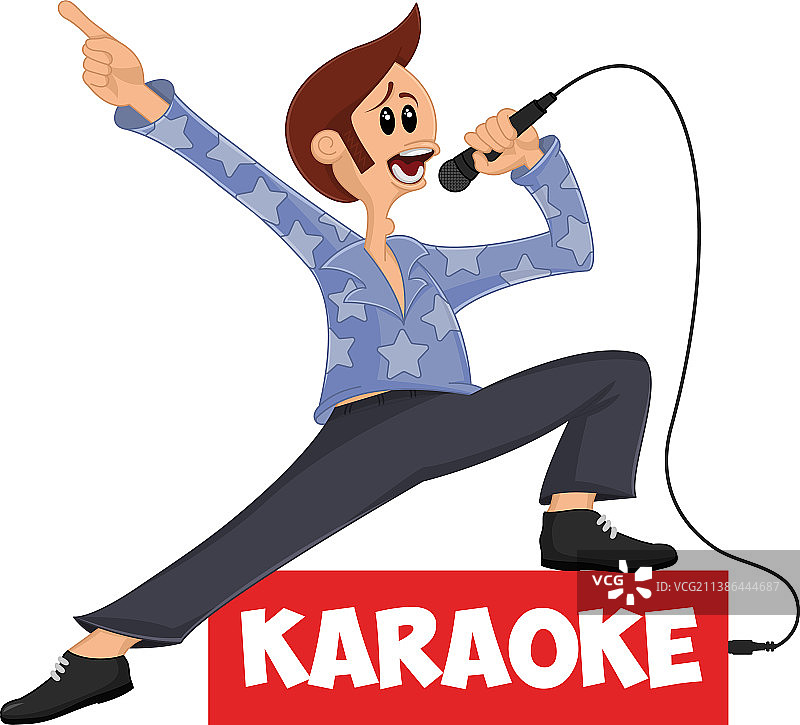 对着麦克风唱歌的卡通人物图片素材