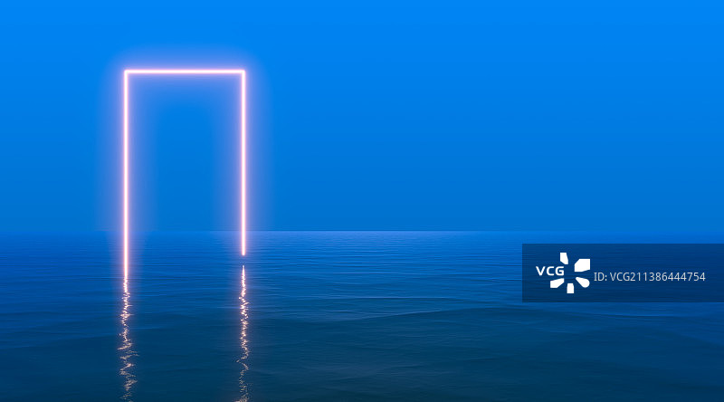 海平面上的概念发光科技背景图图片素材