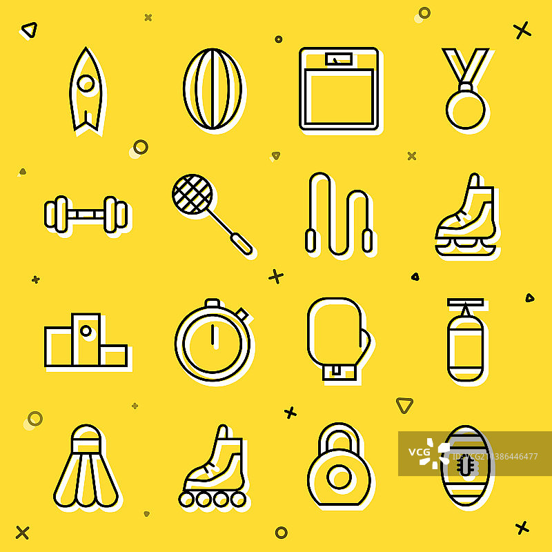 美式橄榄球、拳击沙袋套装图片素材