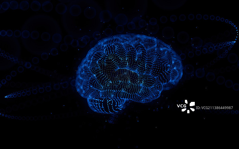科技感蓝色发光线条,人脑,未来科技人工智能图片素材
