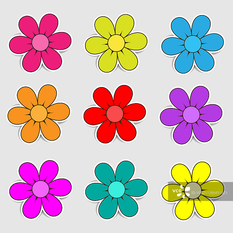 六瓣彩色纸花图片素材