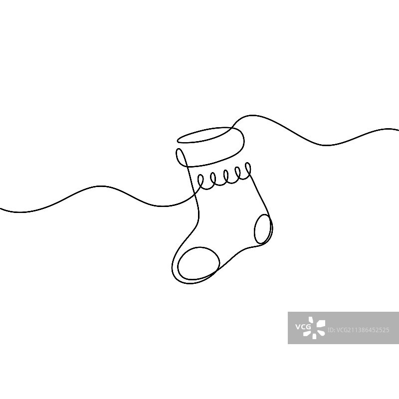 圣诞靴单线画图片素材