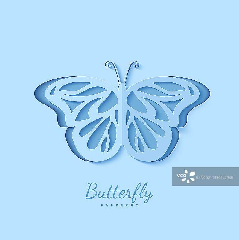 纸艺风格热带3D蝴蝶图片素材