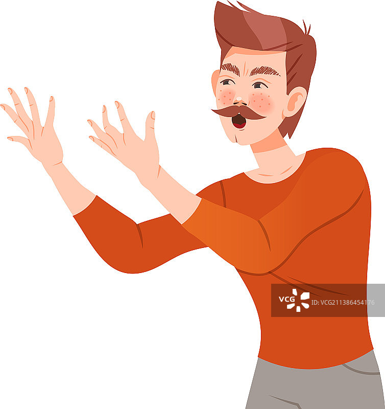 愤怒的男人用手叫喊和打手势图片素材