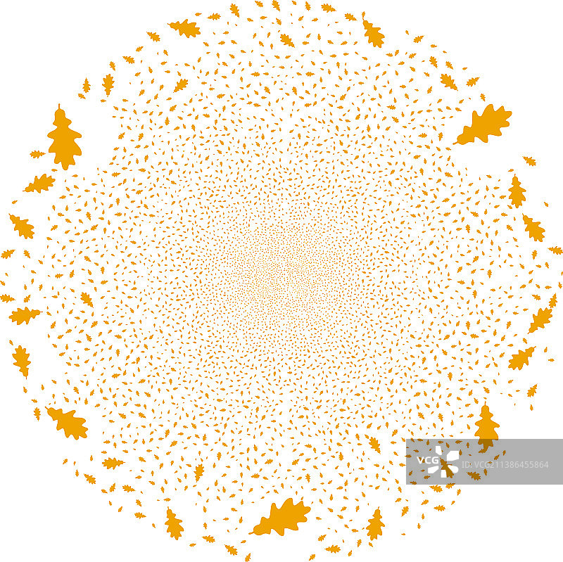 橡树叶图标拼贴爆炸圆形簇图片素材