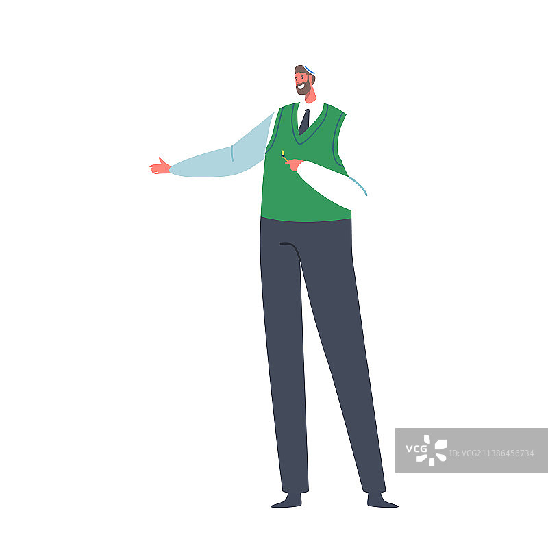 穿绿色背心的犹太商人图片素材