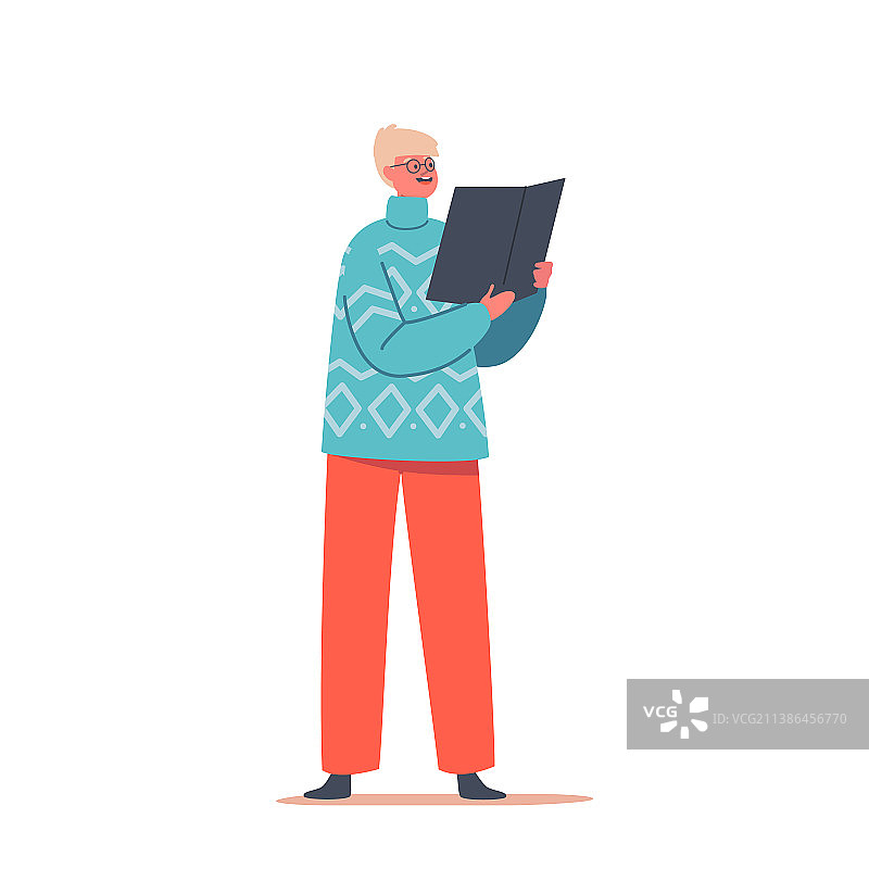 欢快的节日合唱圣诞歌曲与有趣的儿童图片素材