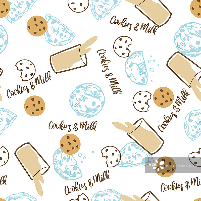 吃巧克力曲奇搭配牛奶图片素材