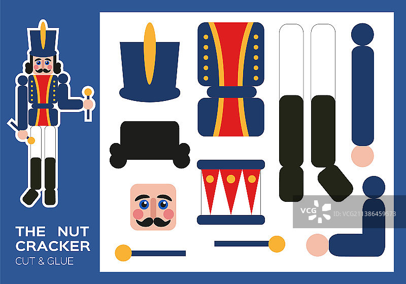 胡桃夹子剪切和粘贴新年传统图片素材