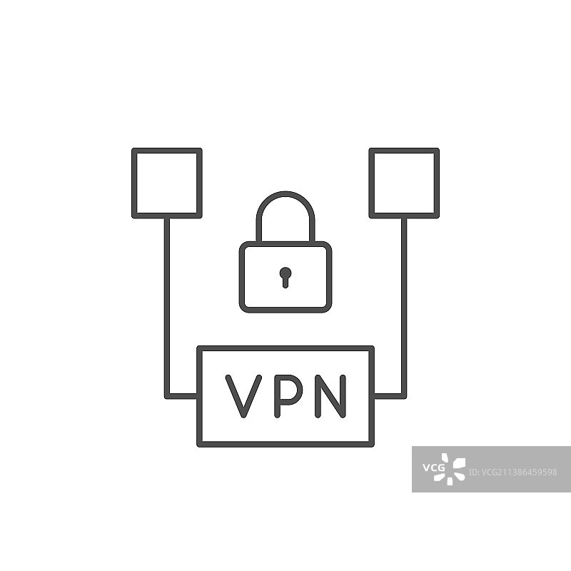 VPN安全线轮廓图标图片素材