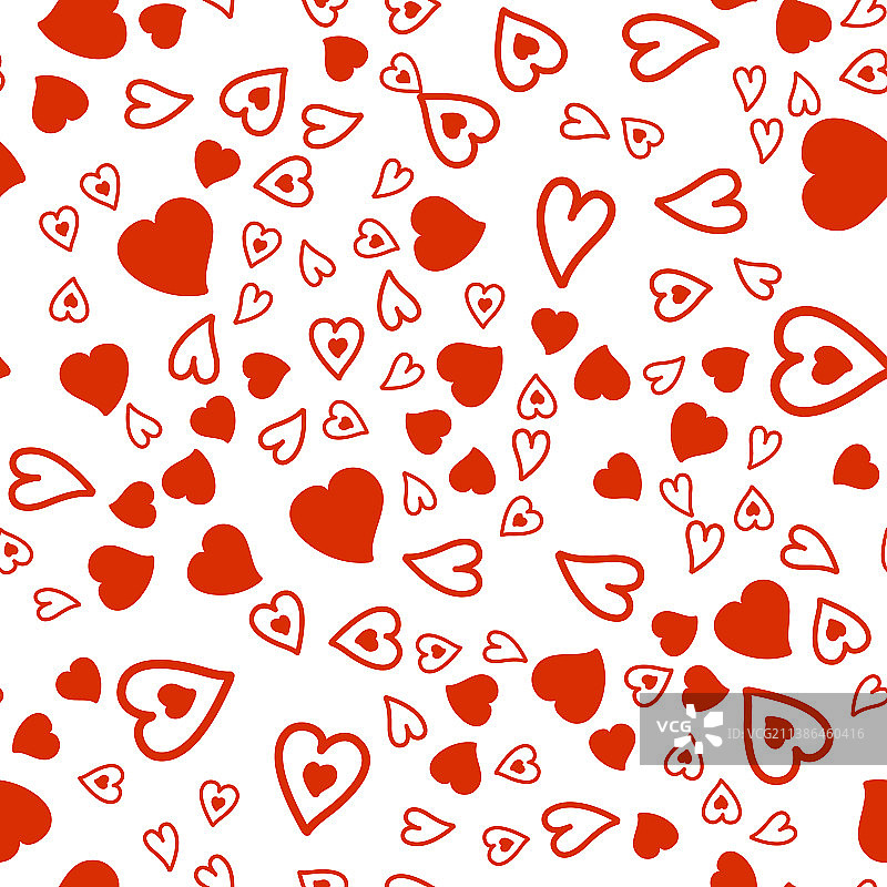红色爱心情人节卡片无缝图案图片素材