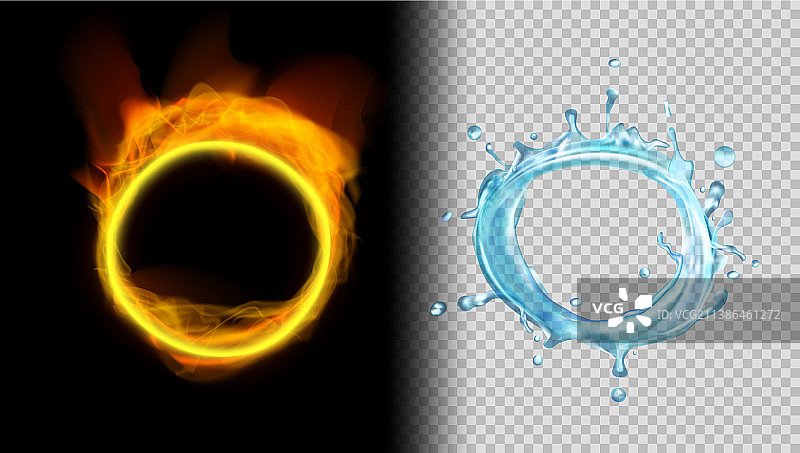 水火环，黑色背景图片素材