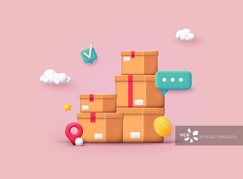 堆叠的密封纸箱图片素材