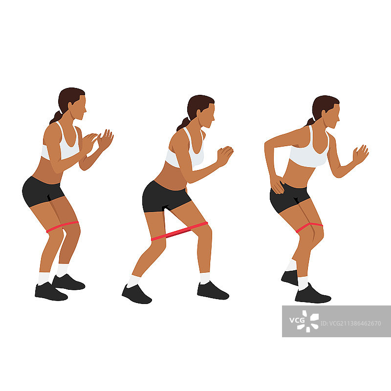 女性进行拉力带步行锻炼图片素材