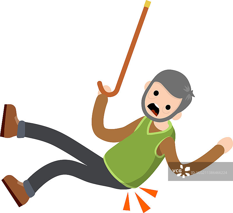 老人摔倒在地，疼痛难忍，背部疼痛图片素材