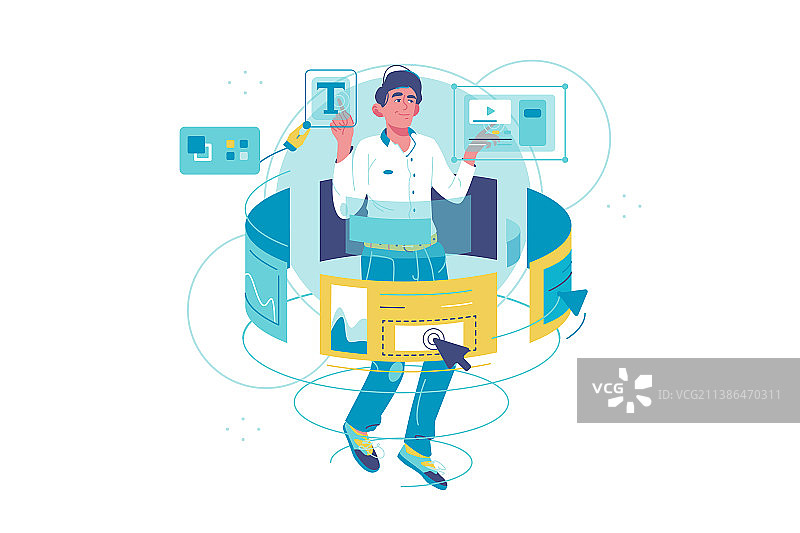 男人移动滑块或开关按钮图片素材