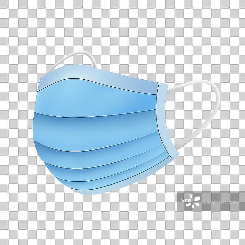 磨砂质感仿三维蓝色口罩，流感的面具，医用外科口罩图标icon，防流感防过敏图片素材