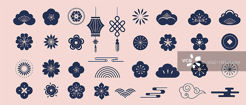 农历年的中国传统饰品套装图片素材