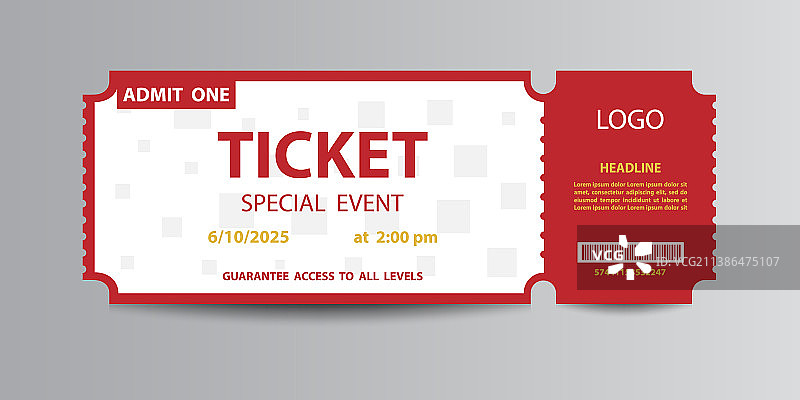 红白色存根票模板图片素材