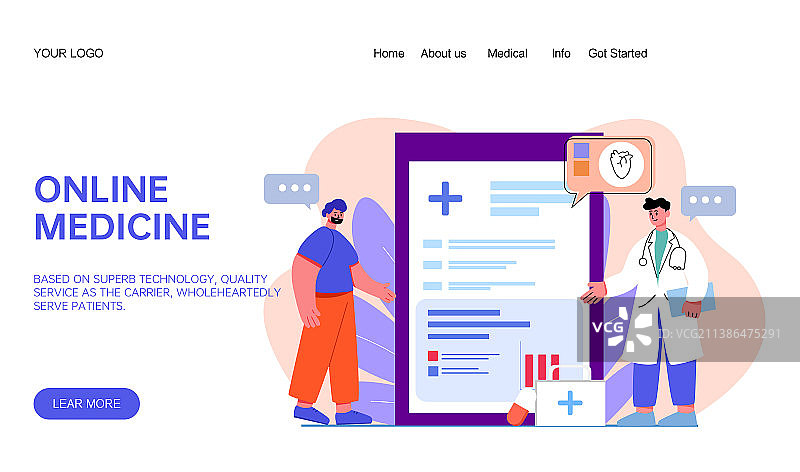 医生正在为病人讲解做检查插画图片素材