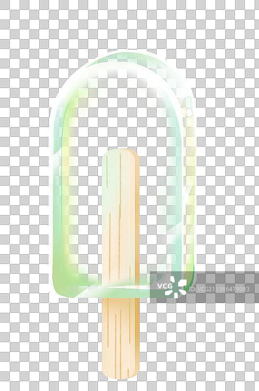 透明冰棒，绿色唯美卡通冰棒插画素材图片素材