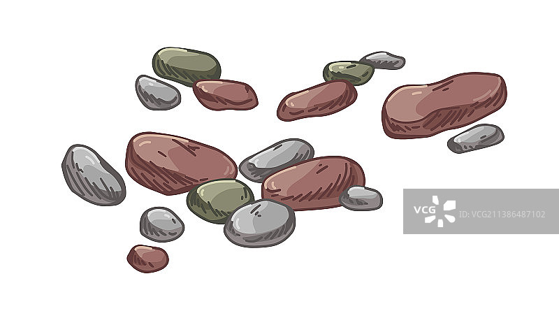 小海滩鹅卵石光滑石子图片素材