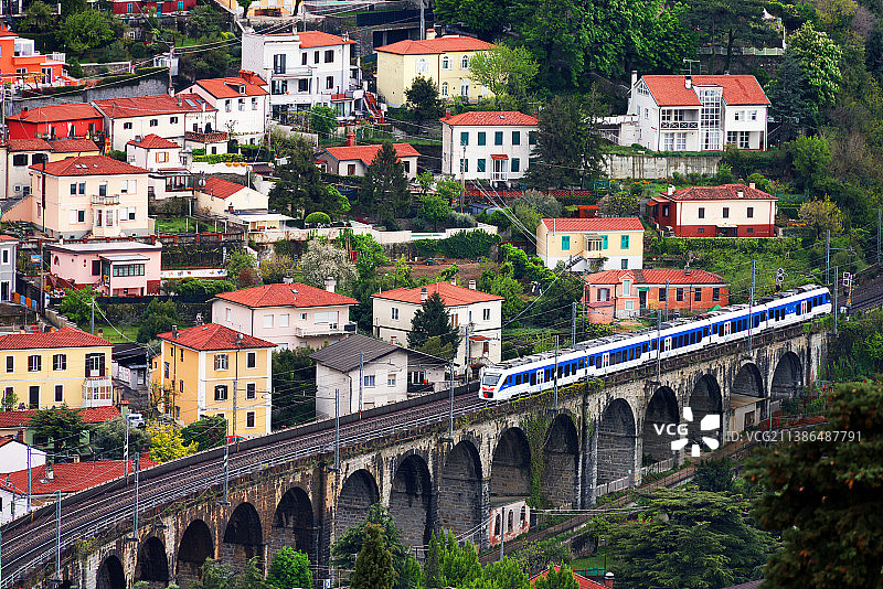 意大利的里雅斯特省城市建筑高角度景观图片素材
