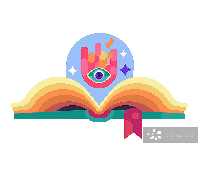 打开的魔法书，扁平图标图片素材