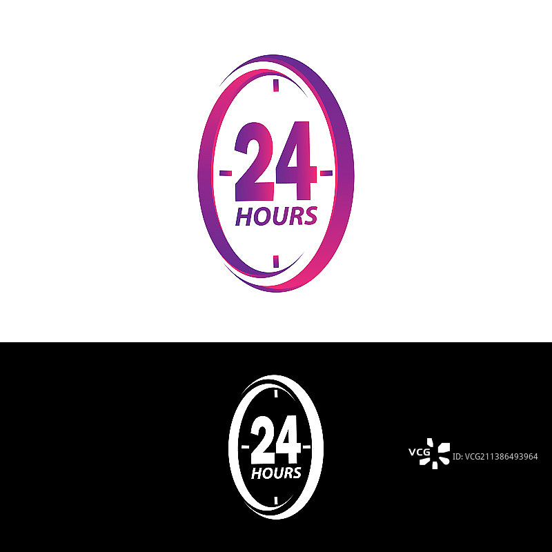 现代24小时服务标志logo模板设计图片素材