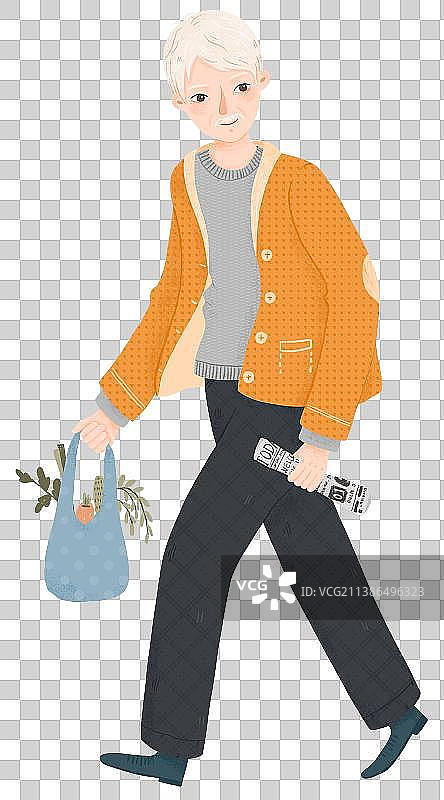 逛街买菜的老爷爷图片素材