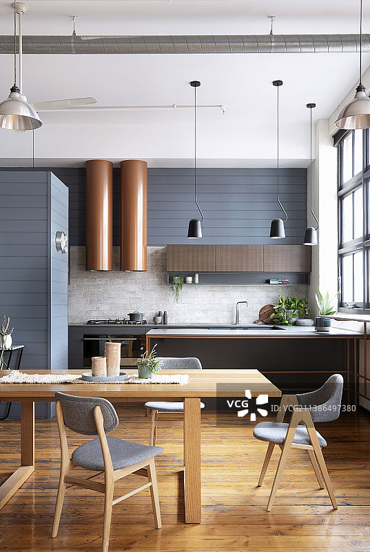 工业风开放式厨房餐厅客厅图片素材