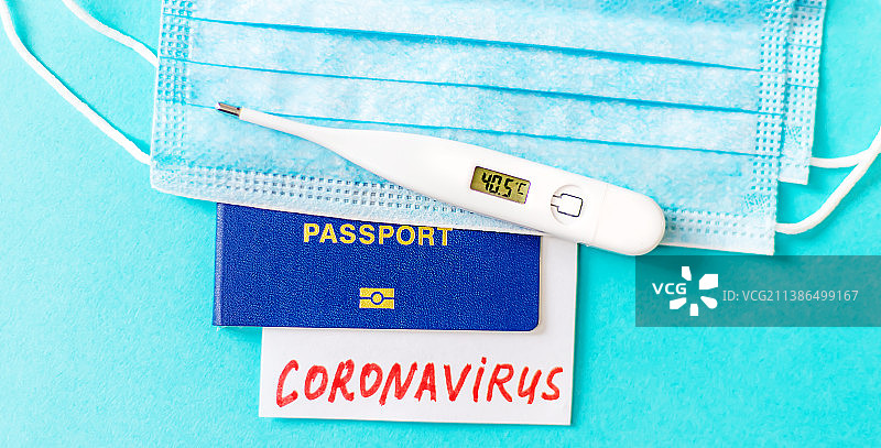 禁止国家间航班的冠状病毒概念图片素材