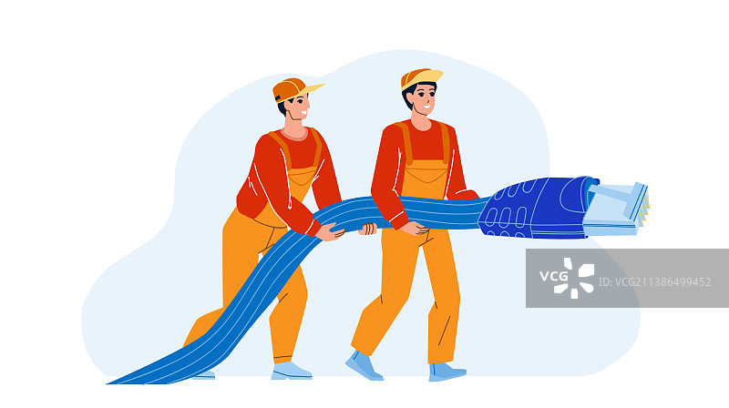 带电缆的网络LAN支持维修人员图片素材